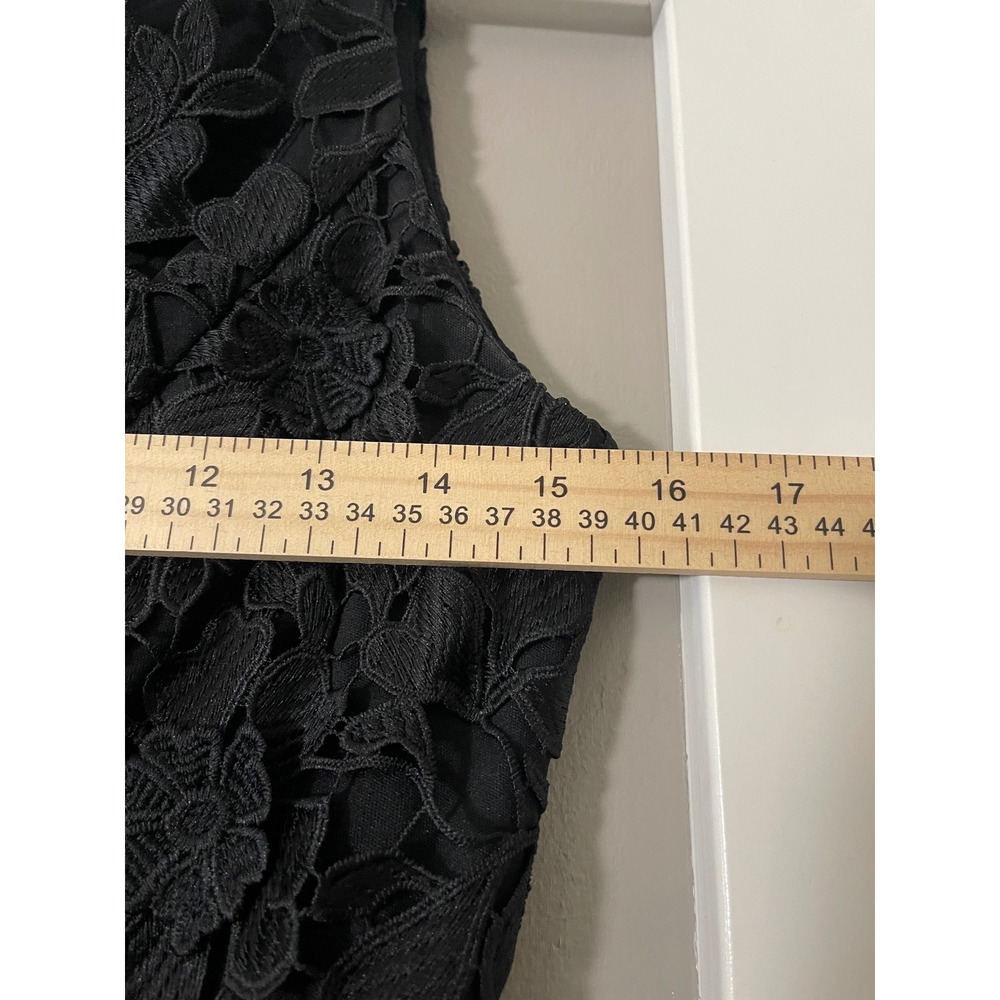 Betsy & Adam Womens Black Floral Lace Sleeveless Midi Cocktail Dress Size 8 - Picture 5 of 9